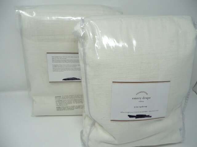 Pottery Barn EMERY Drape 100×84 IVORY cotton lining S/2
