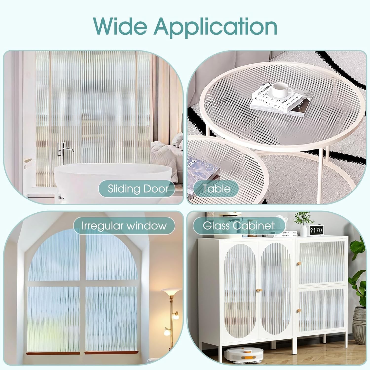Window Privacy Film Reeded Glass, 17.5X78.7 In, Frosted 3D Window Cling,Transluc
