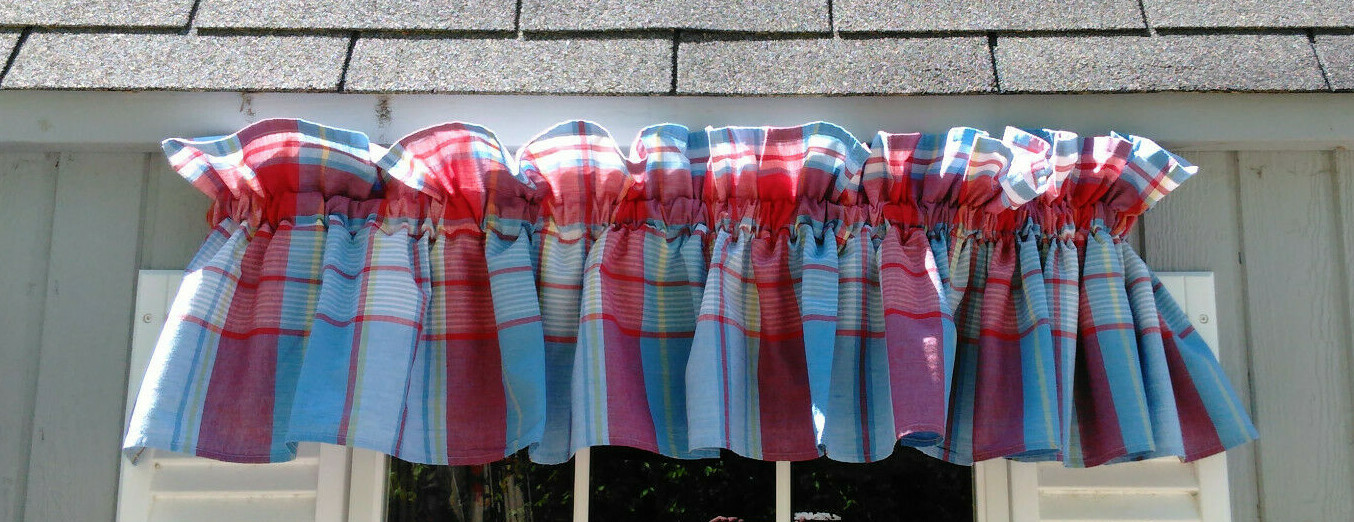Vintage Spinnaker Madras Plaid-Ralph Lauren-Lined Valances 6 available-Boys Room