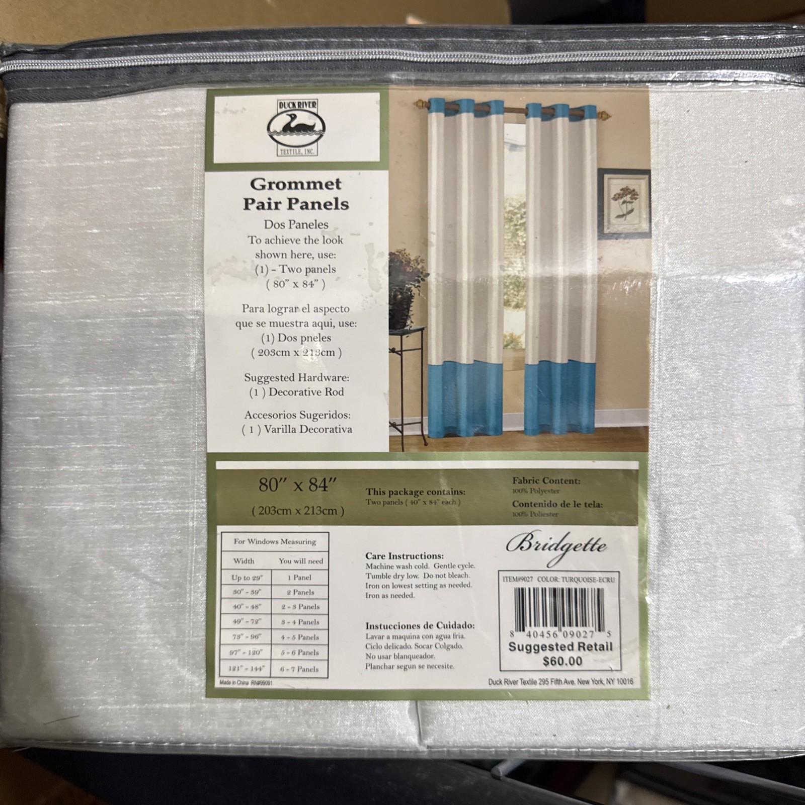 Bridgette Grommet Pair Panels Value Pack (2 Pack) White And Teal New