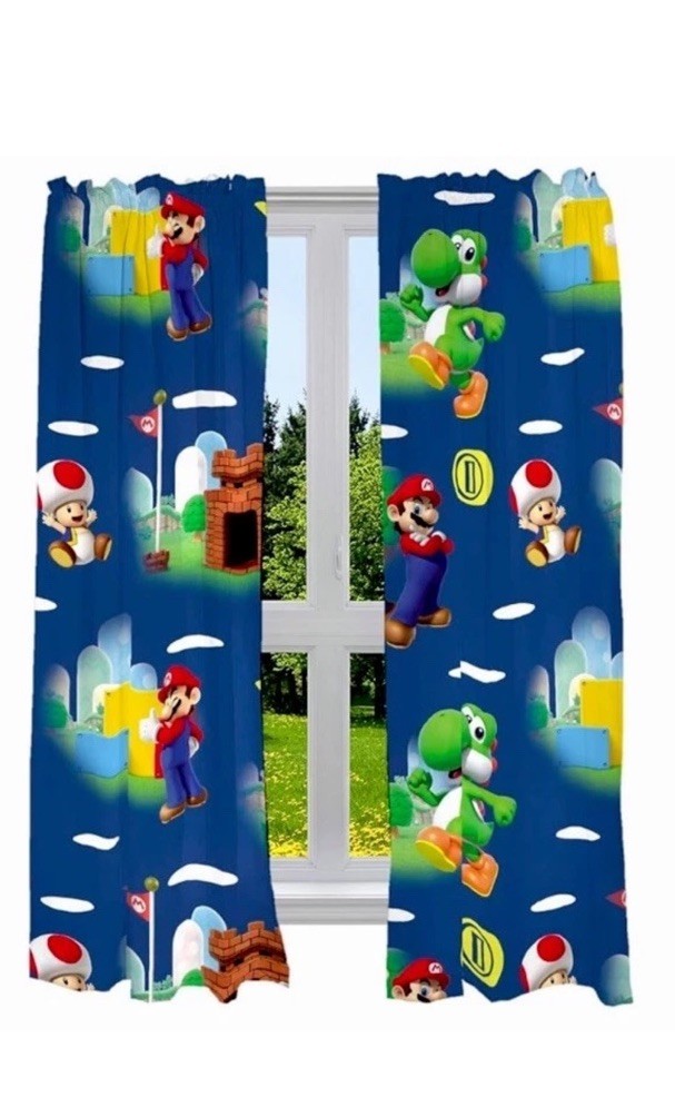 SUPER MARIO YOSHI Franco Kids Room Window Curtains Drapes Set, 82 in x 63 in