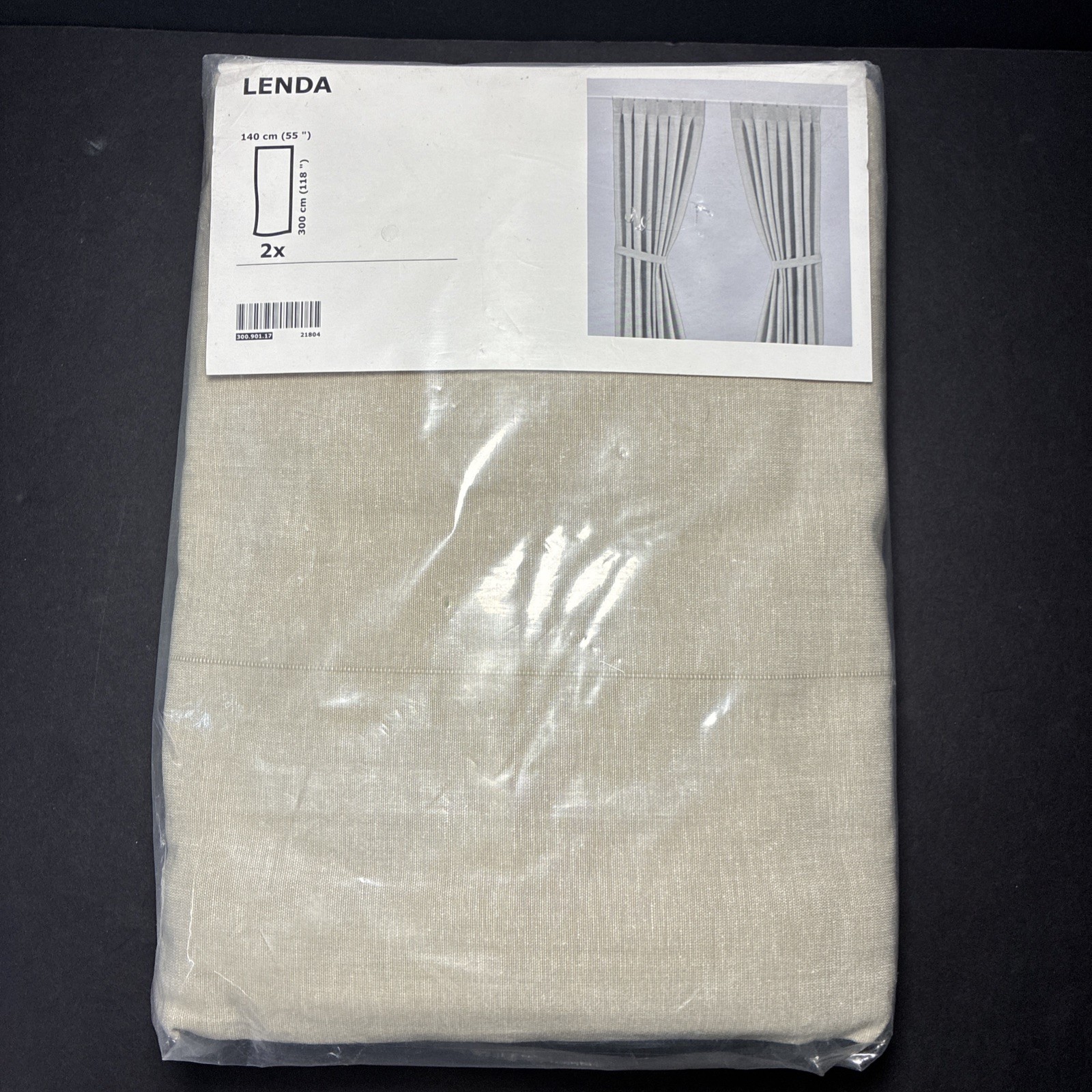 IKEA Lenda Drapes Curtains Pair Beige Natural 55 X 118 Brand New 100% Cotton