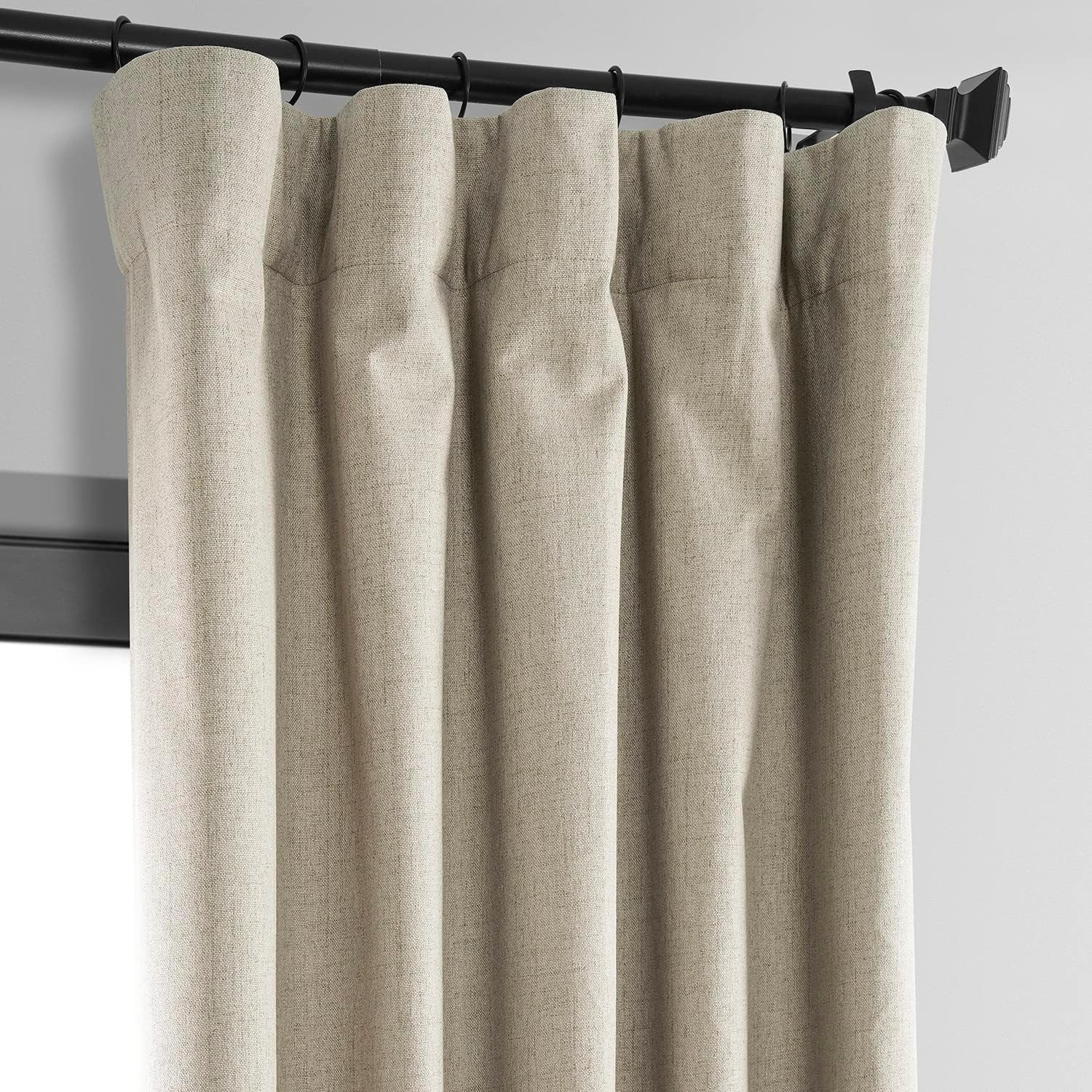 Vintage Blackout Curtains 84″ Long – Light Tan Thermal Linen Weave Panel