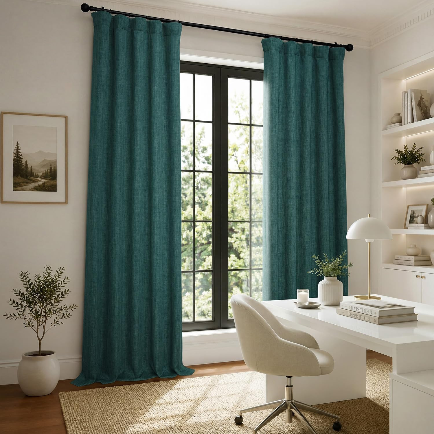 – Faux Linen Curtains for Living Room (1 Panel) – 50W X 108L – Textured Room Dar