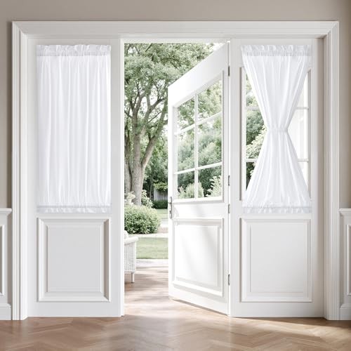 Non-See-Through Sidelight Curtains for Front 26″W x 40″L (Pack of 2) White
