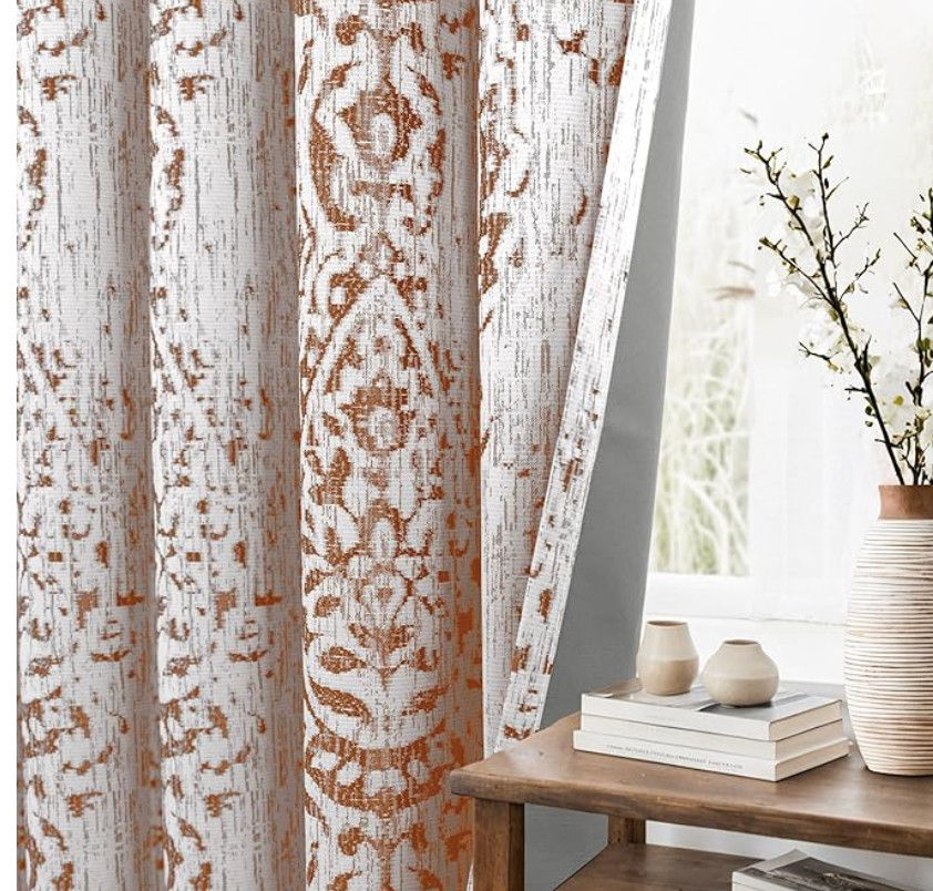 Curtains Rust Print 52 x 84 Inch 2 Panels Blackout Grommet