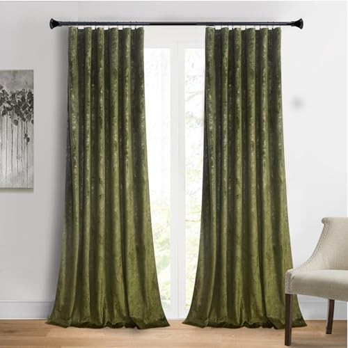Luxury Gold Foil Print Moss Green Velvet 52″W x 96″L (Pack of 2) Mossgreen