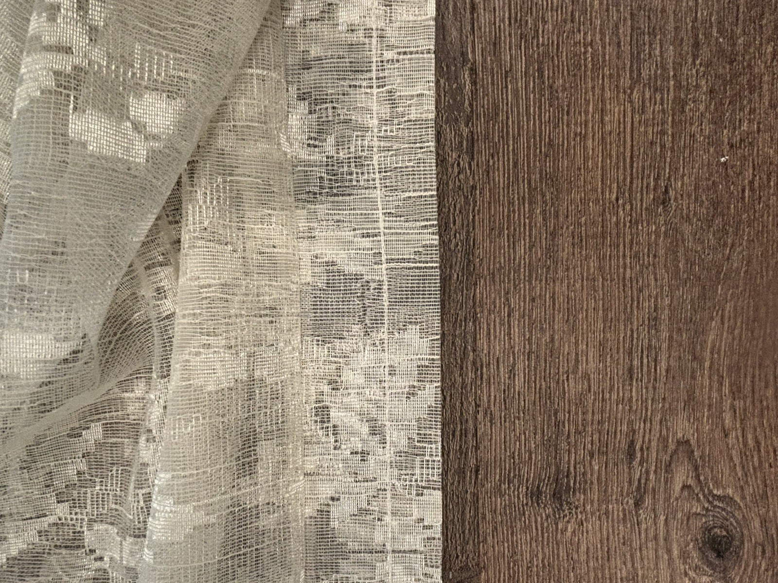 Vtg Ivory Floral Lace Curtain Ruffled Edges Attached Valance 58×84 Cottage Core