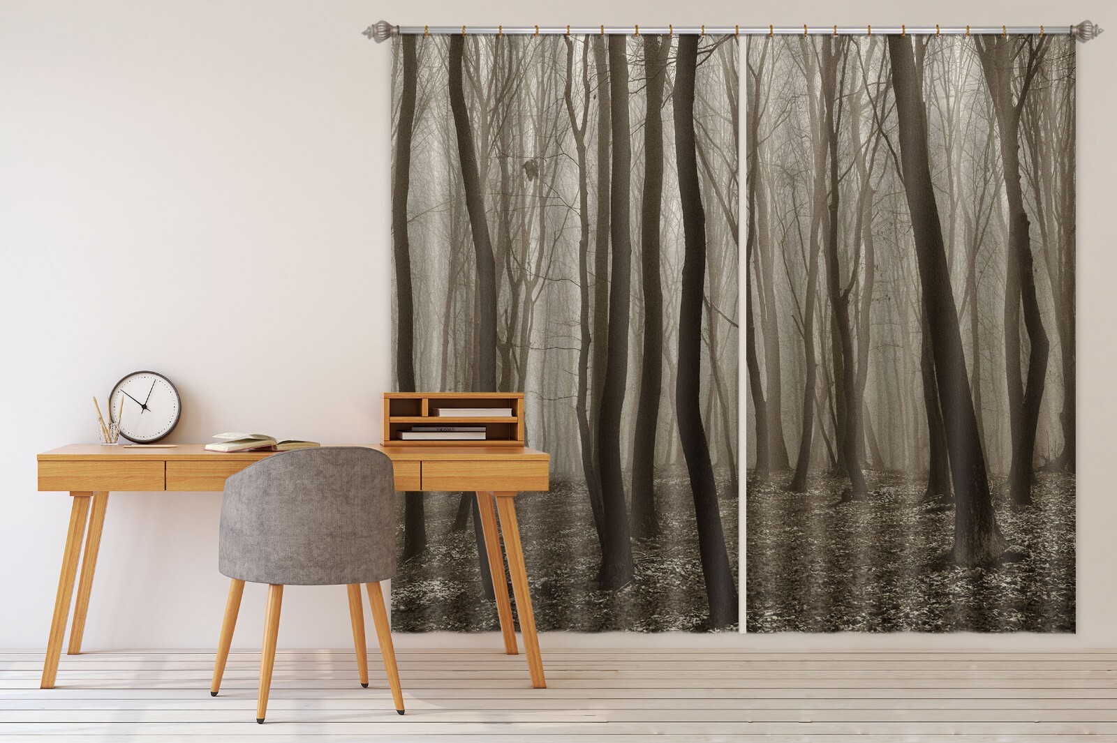 3D Forest Trees G2028 Photo Blockout Curtain Fabric Window Honey 2023