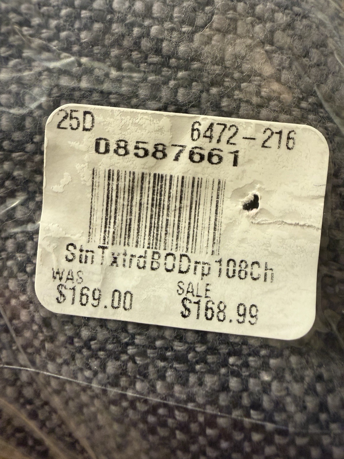 Pottery Barn Seaton Textured Blackout Curtain Drape Charcoal Gray 50”x108” NEW