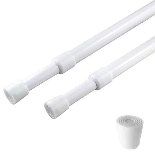 2 Pack Curtain Rod Adjustable 28-43 Inches，5/8″ Diameter， White，Small Short