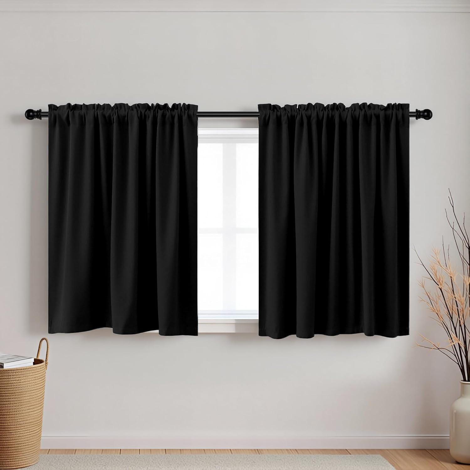 Bathroom Curtains Window,30 Inch Short Blackout Curtains for Small Windows,Wide