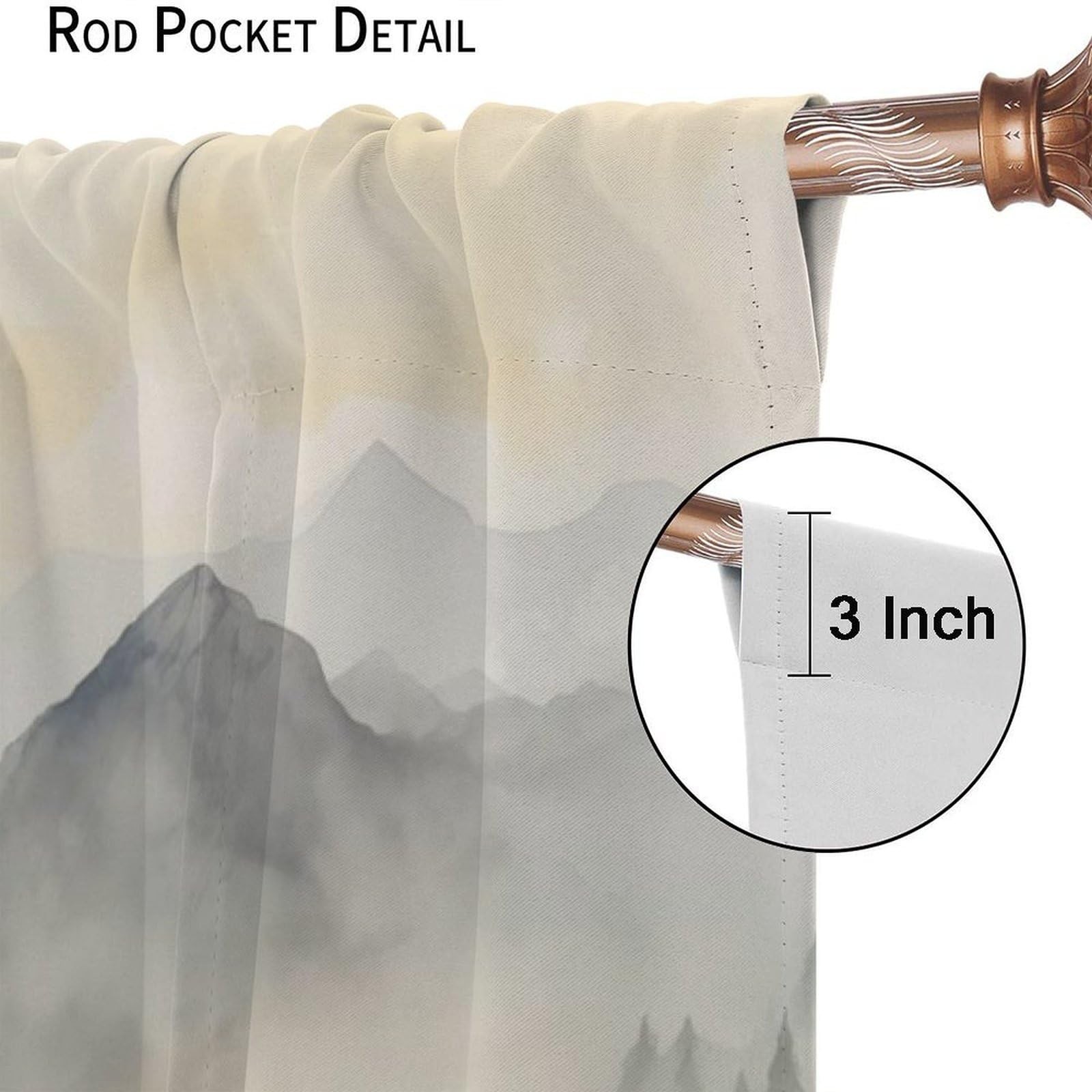 Forest Blackout Curtain for Kitchen, Mountain Forest Nature Tree Woodland Rod…