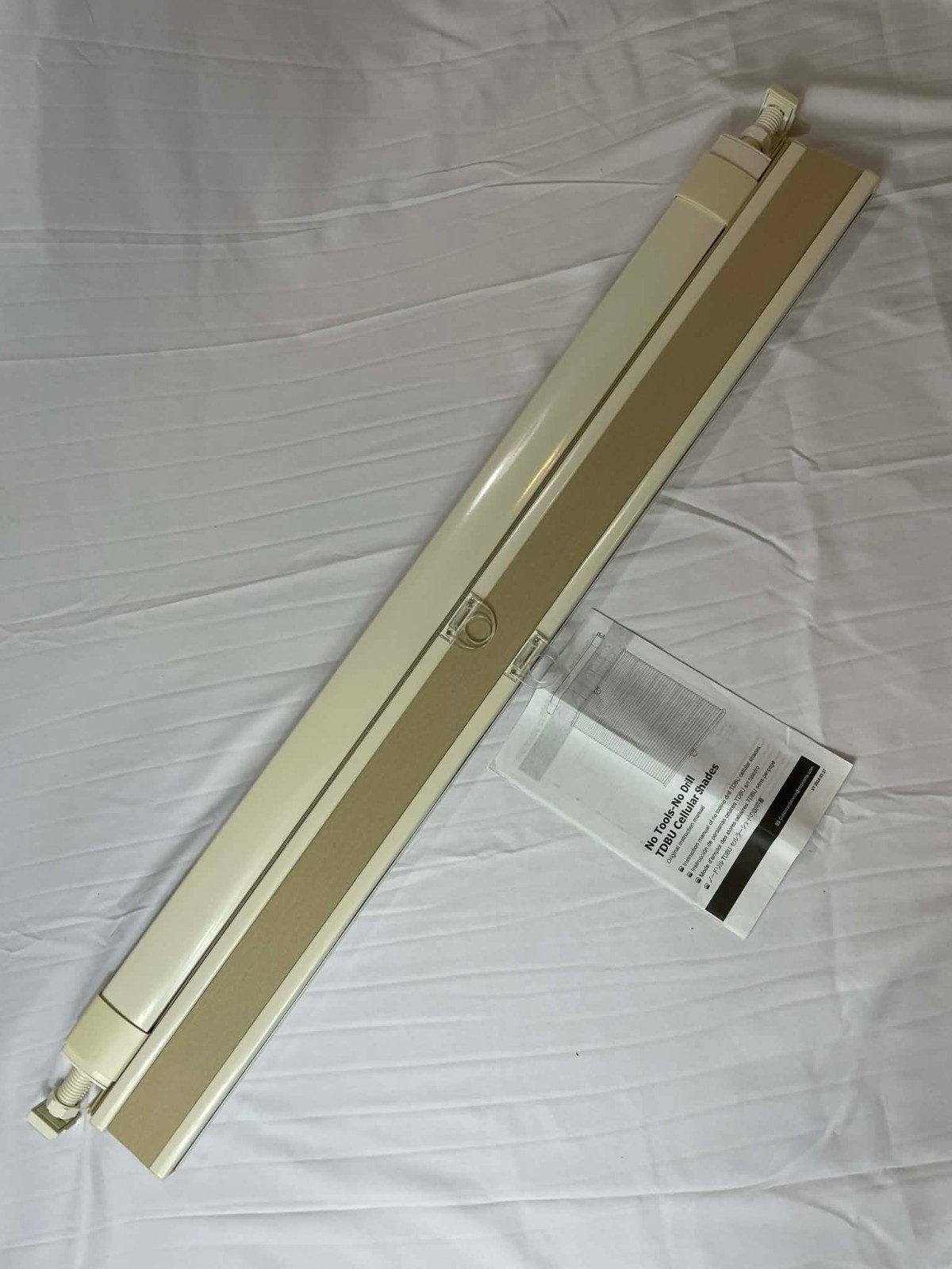 No-Drill Cellular Shades – TDBU Top Down Bottom Up – Beige 35″W x 64″H