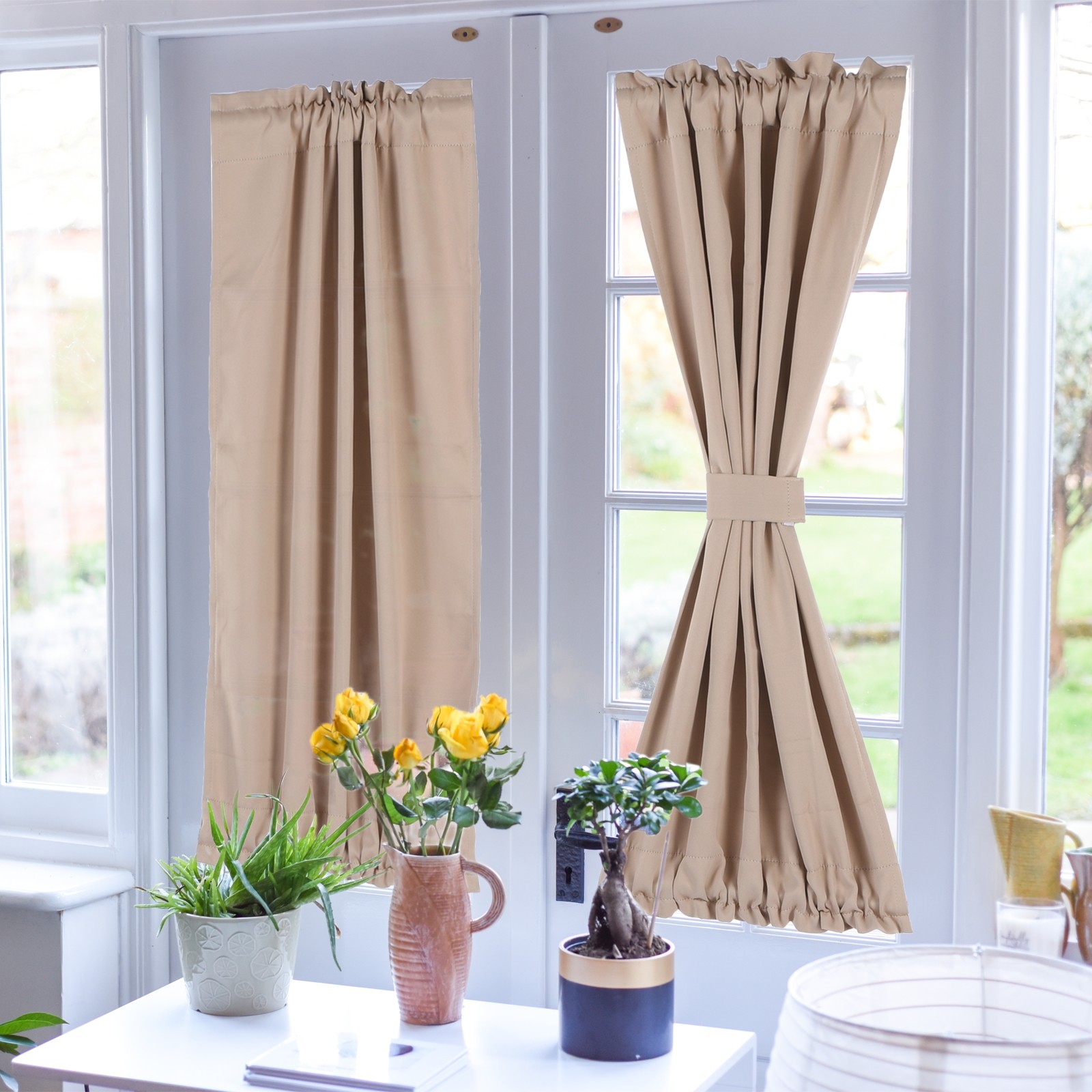 Blackout Door Curtain 25″W x 40″L French Window Door Curtain 1 Panel White