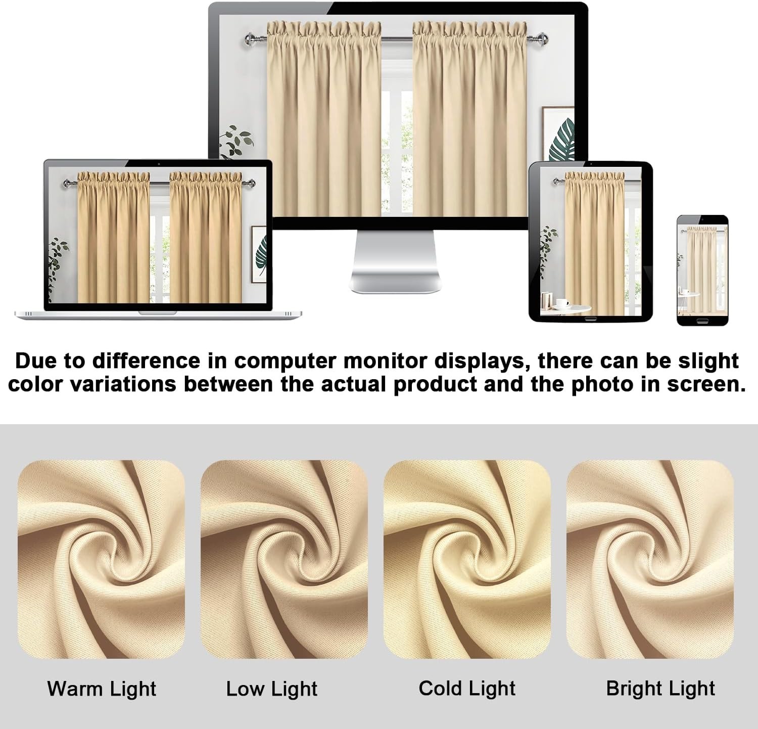 Beige Thermal Insulated Curtains, 42×54 – 2 Panels