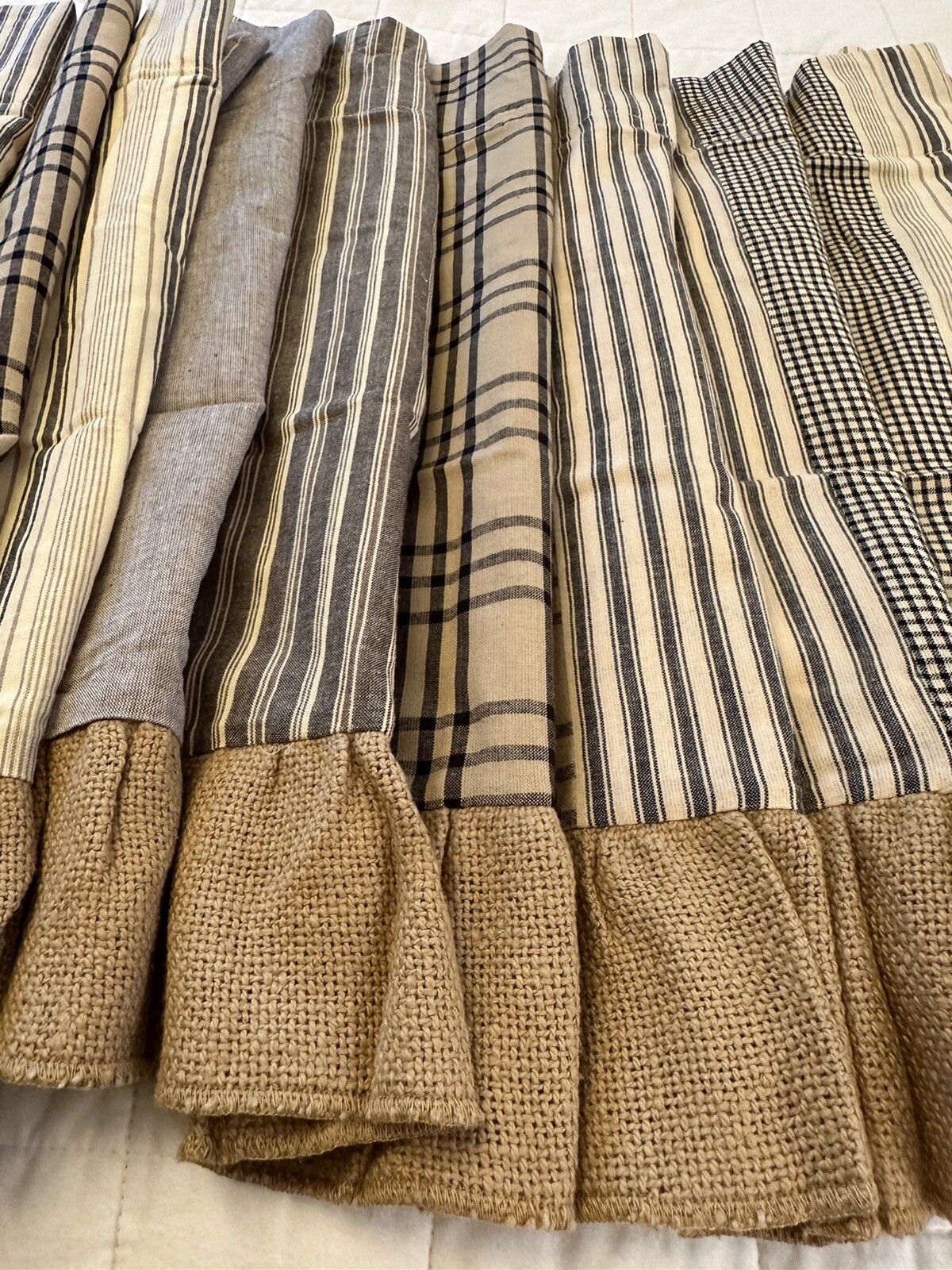 Pair Farmhouse Curtain Valances Beige Gray April & Olive VHC Brands 19×72”
