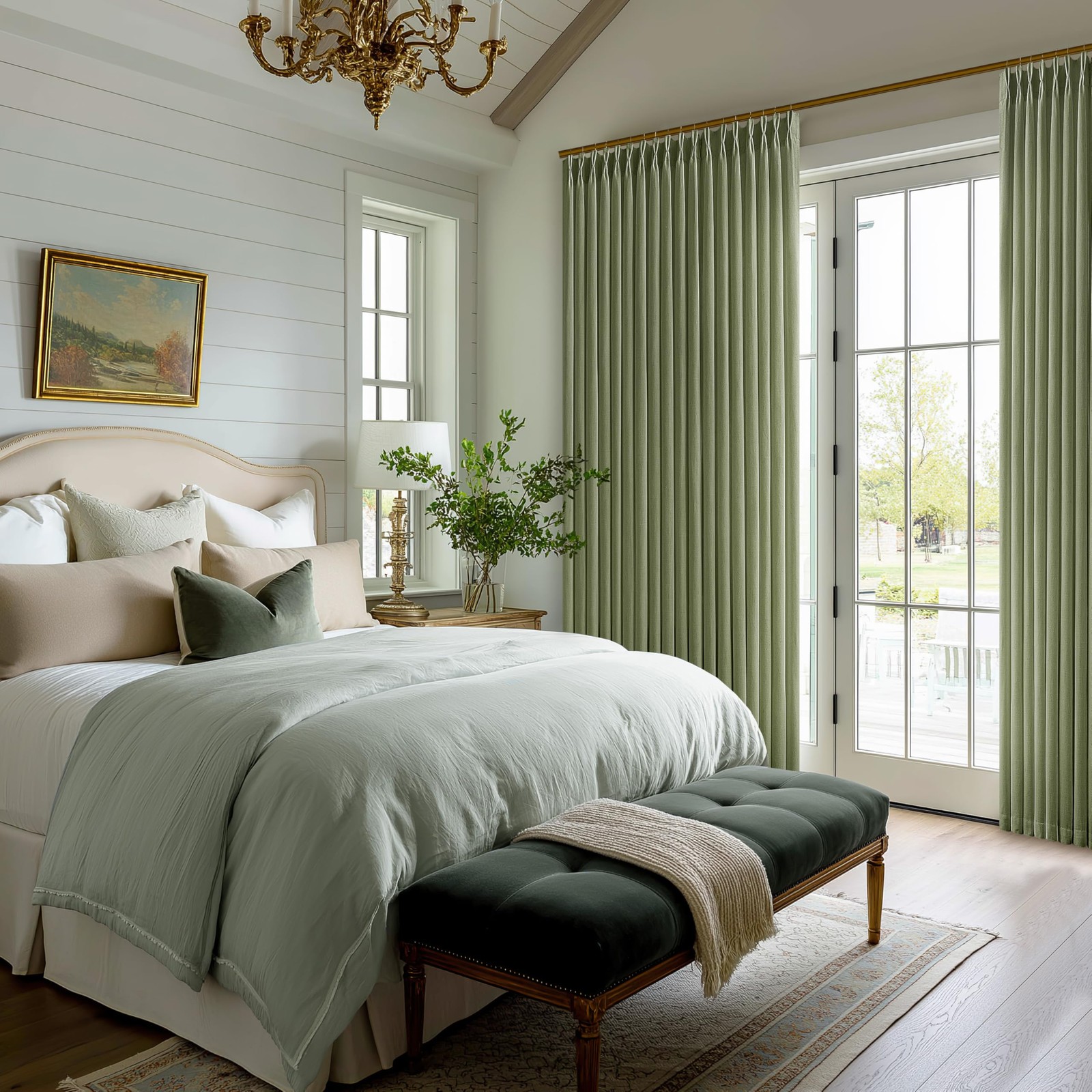 Seeluck Olive Green Linen Curtains 108 Inches Long Living Room 2 Panels Set