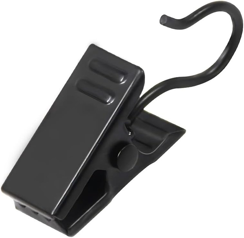 Small Curtain Clips Hooks, 100 Pack Black Metal Patio Awning Light Clips Hanger