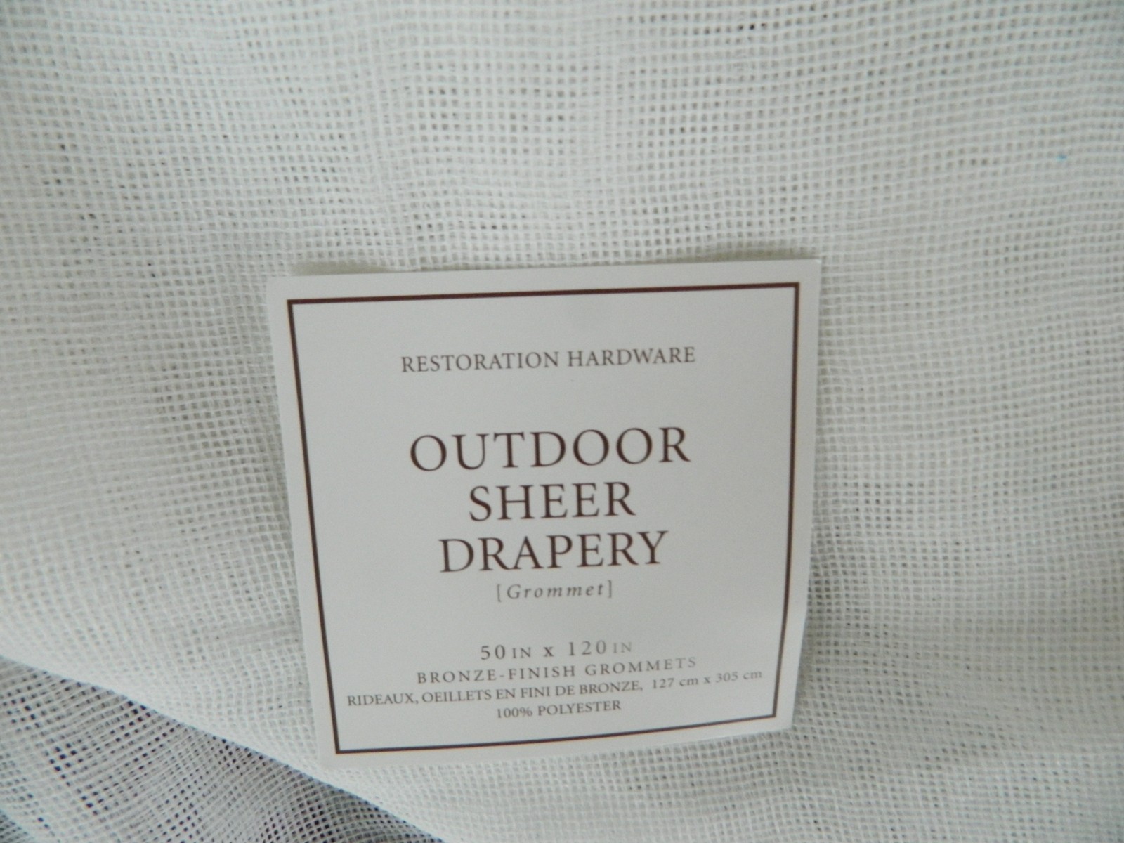 NEW Restoration Hardware Outdoor Sheer White Drapery Panel Grommets 50×120 Privy