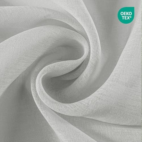 White Sheer Curtains 63 Inches Long 2 Panels 37″W x 63″L (Pack of 2) Off White