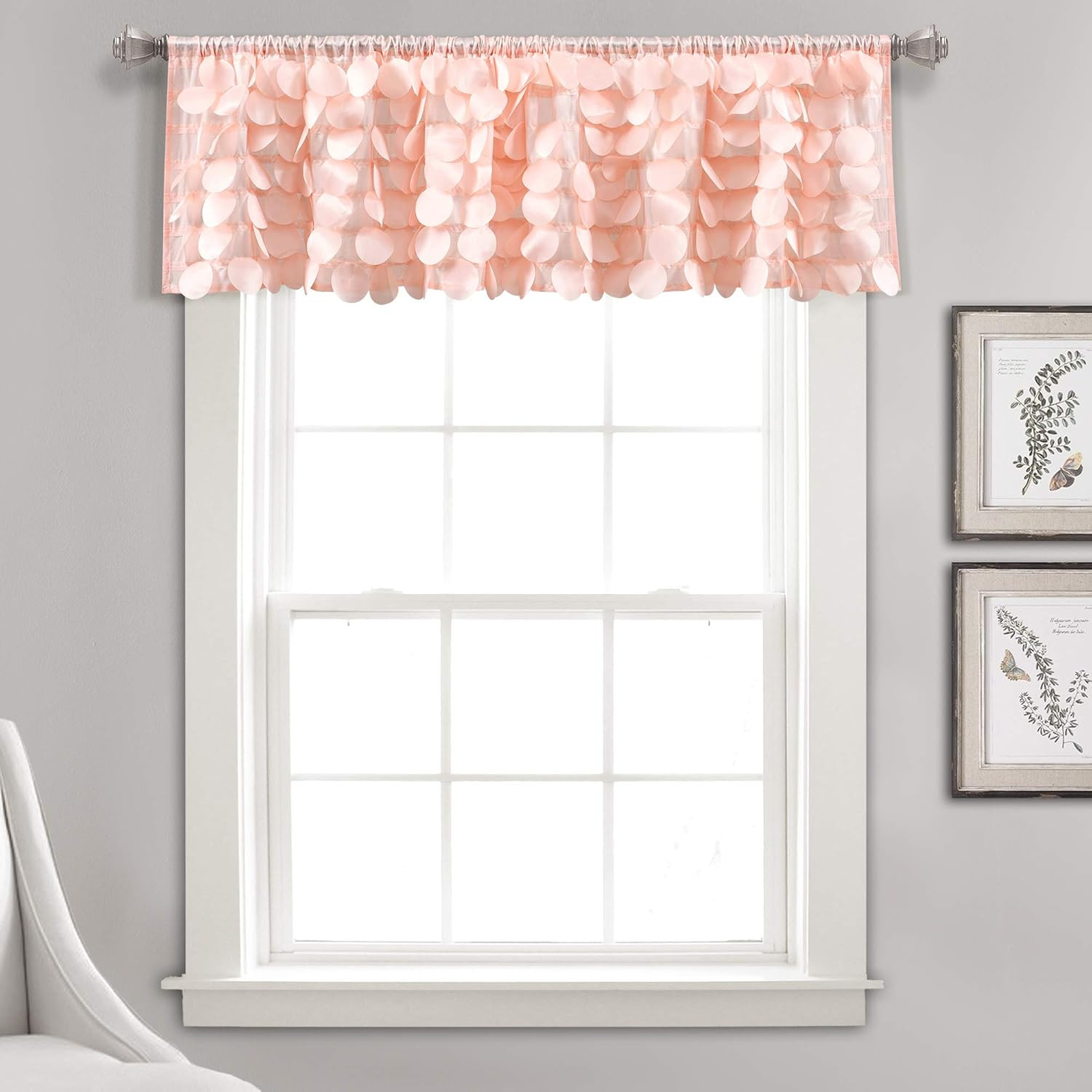 Lush Décor, 14” X 70”, Blush Gigi Valance Textured Window Kitchen Curtain (Singl