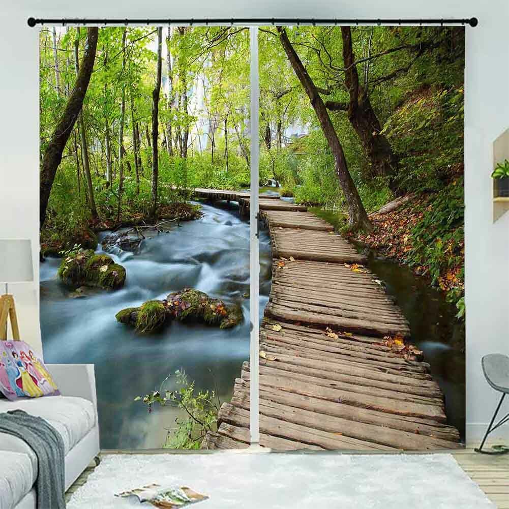 Hormone Stream Tree 3D Curtain Blockout Photo Printing Curtains Drape Fabric