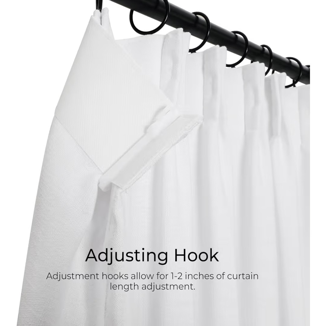 (2) Two Pages Pinch Pleat Liz Linen Curtains 2 Drapes 52’’W x 108’’L Snow White