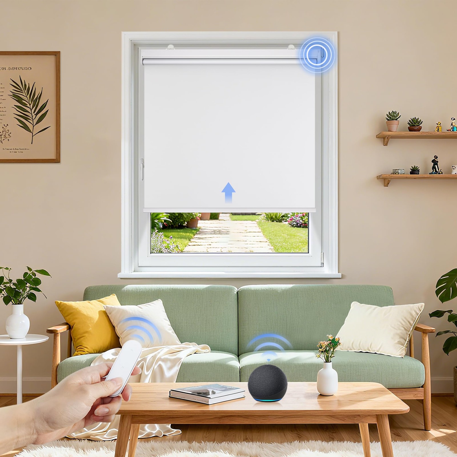 Motorized Blinds with Remote Control, Blackout Roller Shade Electric Shades C…