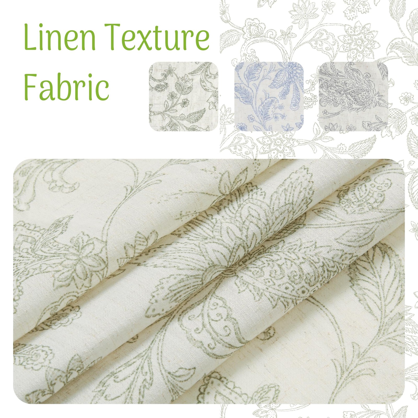 Ryb Home Green Floral Linen Sheer For Living Room 84 Inches Country Boho Style