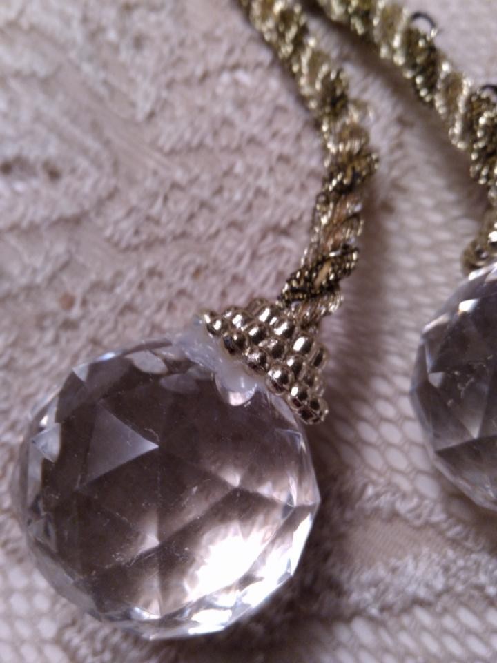 Crystal Ball Gold Bronze Metalic Cord Tiebacks