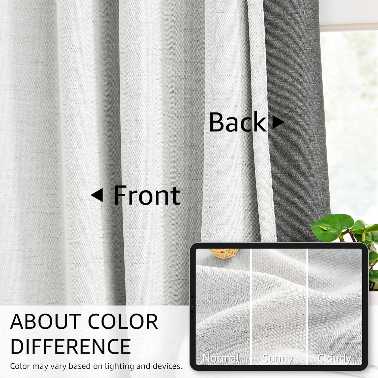 Mist Greyish White Blackout Curtains, 40″x102″, 2 Panels, Light Blocking Drapes