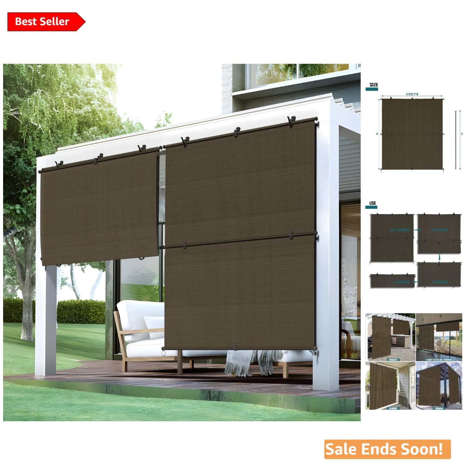 Adjustable 8’W x 6’H Outdoor Shades: Enhance Your Backyard Privacy and Style