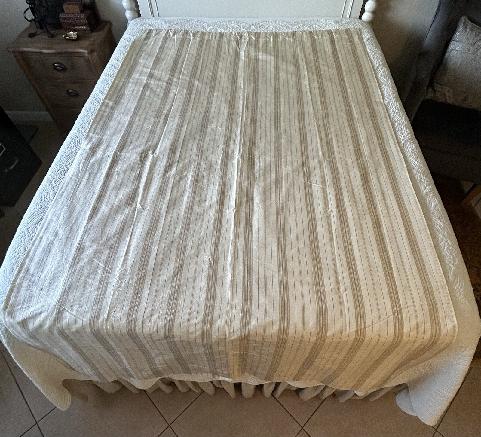 Pottery Barn Silk Drapery Curtain Panels Pair 50×84 Lined Neutral Colors Stripes