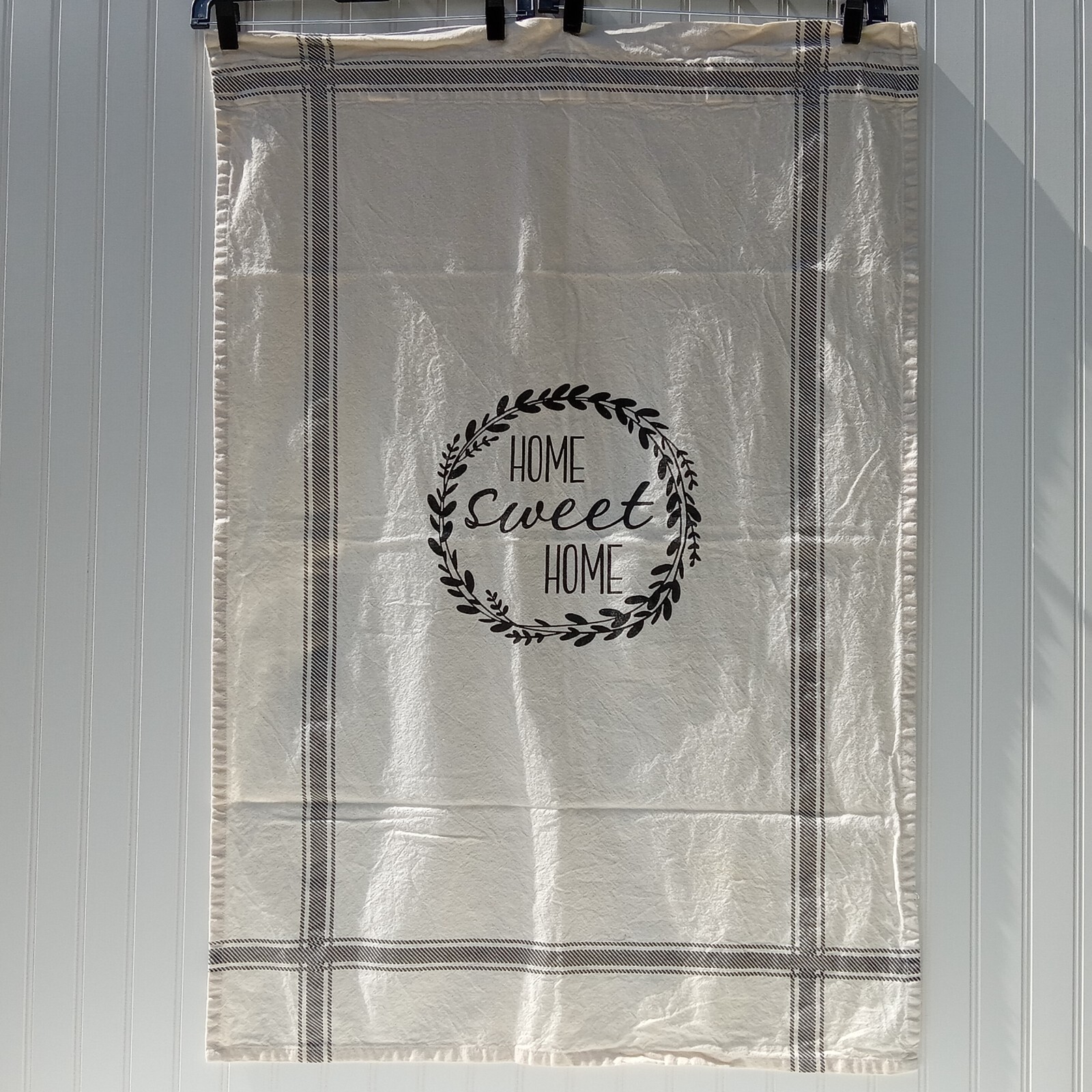 Farmhouse Country Curtains Set of 4 HOME SWEET HOME Half Curtain Panels Muslin