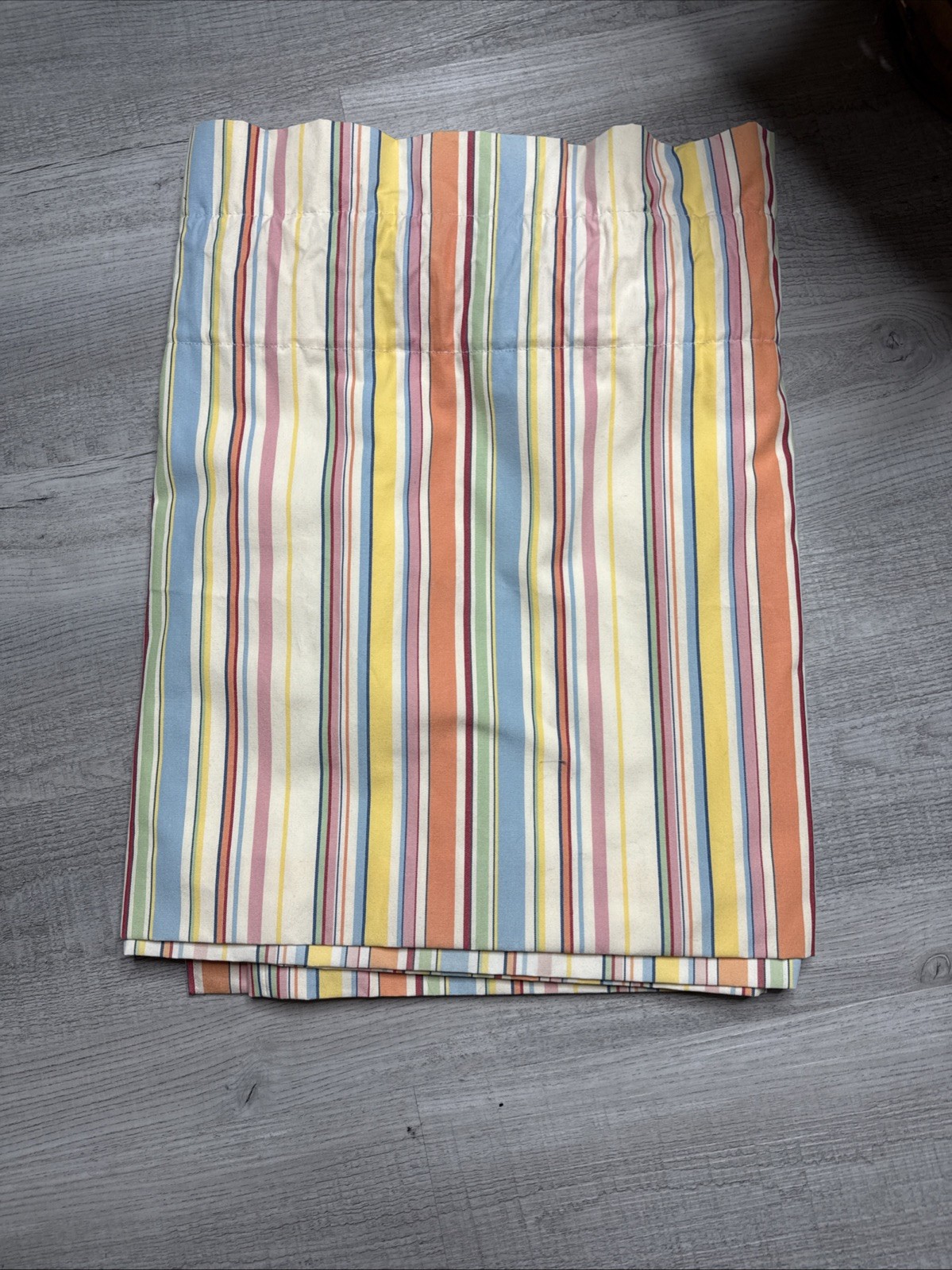 Custom Colorful Striped Lined Valance 102 X 18 Yellow, Blue,Orange, Green EXC