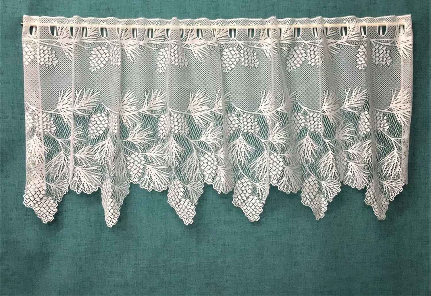 Heritage Lace Woodland Pinecones White Valance 60″ x 24″ Tier Kitchen Bedroom