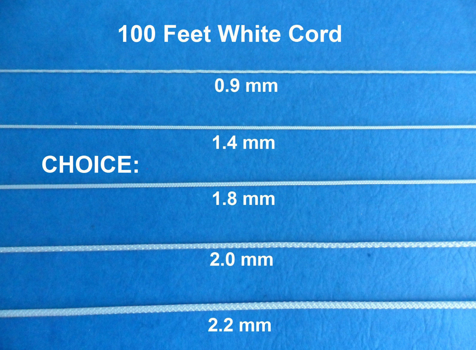 100 Feet 0.9mm 1.4mm 1.8mm 2.0mm 2.2mm White Blinds Shade Lift Pull Cord String