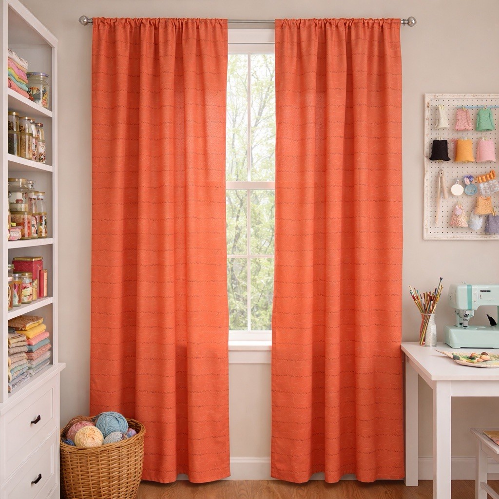Coral Curtain Panels Set of 2 Love Hope Happy Script 28×84 Semi-Sheer Orange NEW
