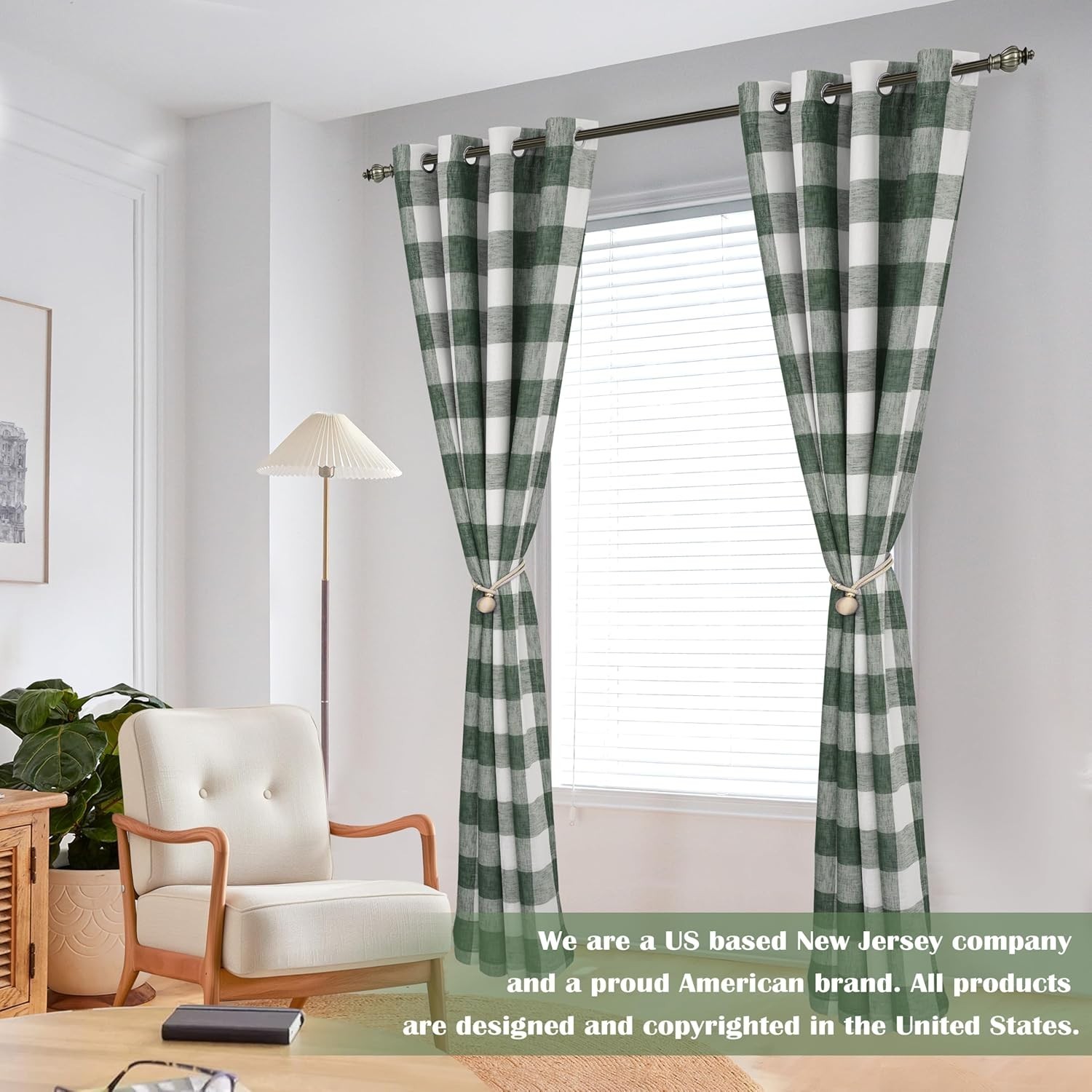 Buffalo Plaid Blackout Curtains 52×84 Loden Green – Set of 2