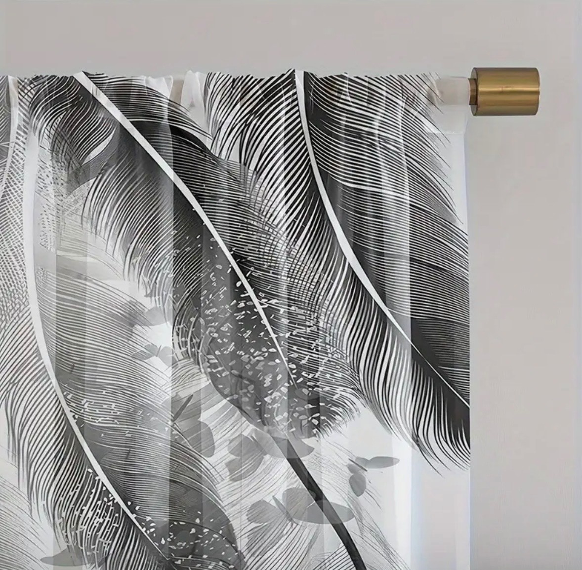 2 Pannel Feather/butterfly black sheer, curtains 84″x54″