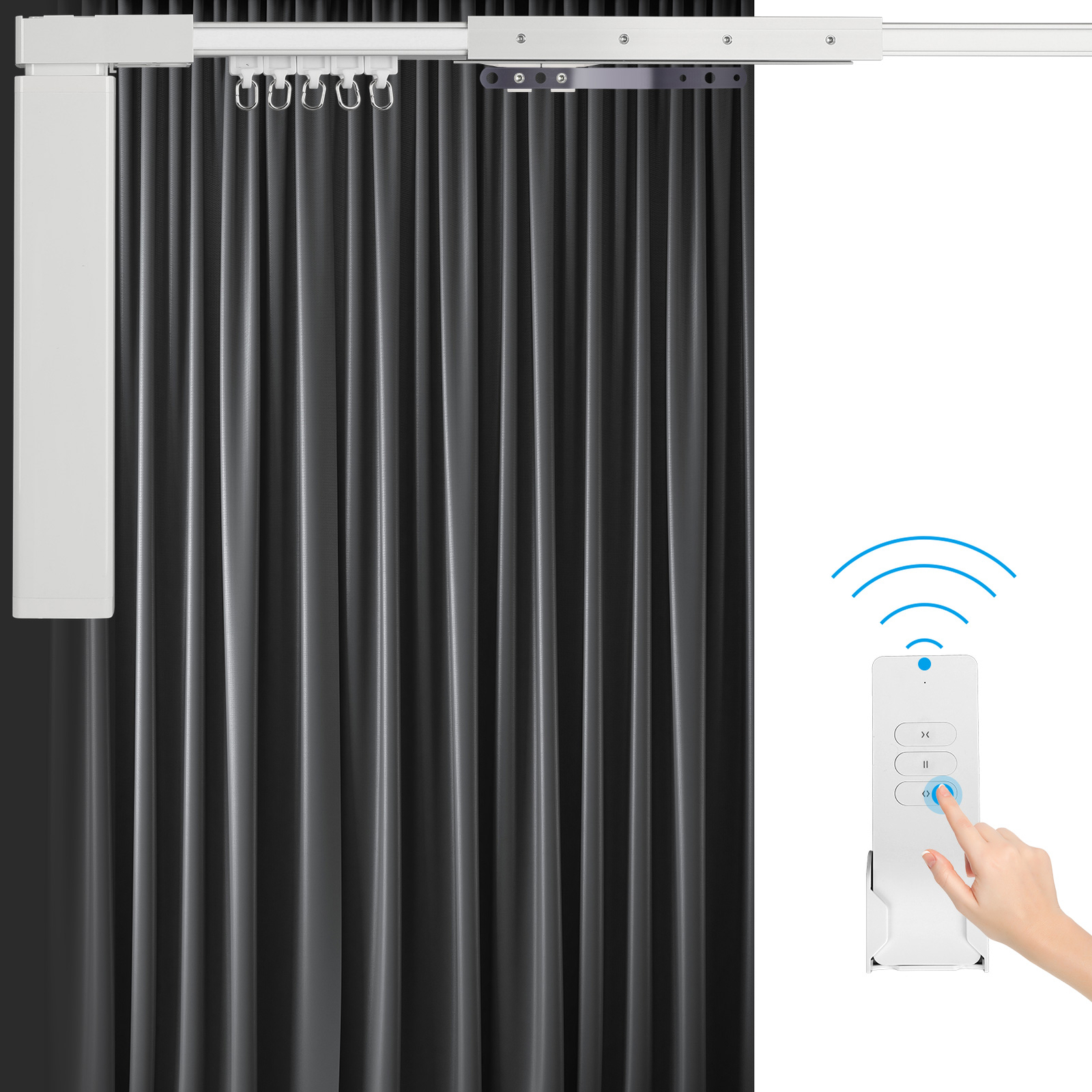 87-244″ Motorized Curtain Track Motor Remote Control 2.2-6.2M Smart Home Upgrade