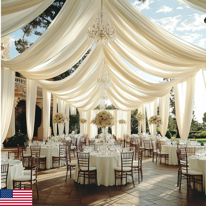 Outpain 20Ftx20Ft Ivory Backdrop Ceiling Drapes4Panels 20Ft Height Wrinkle Tent