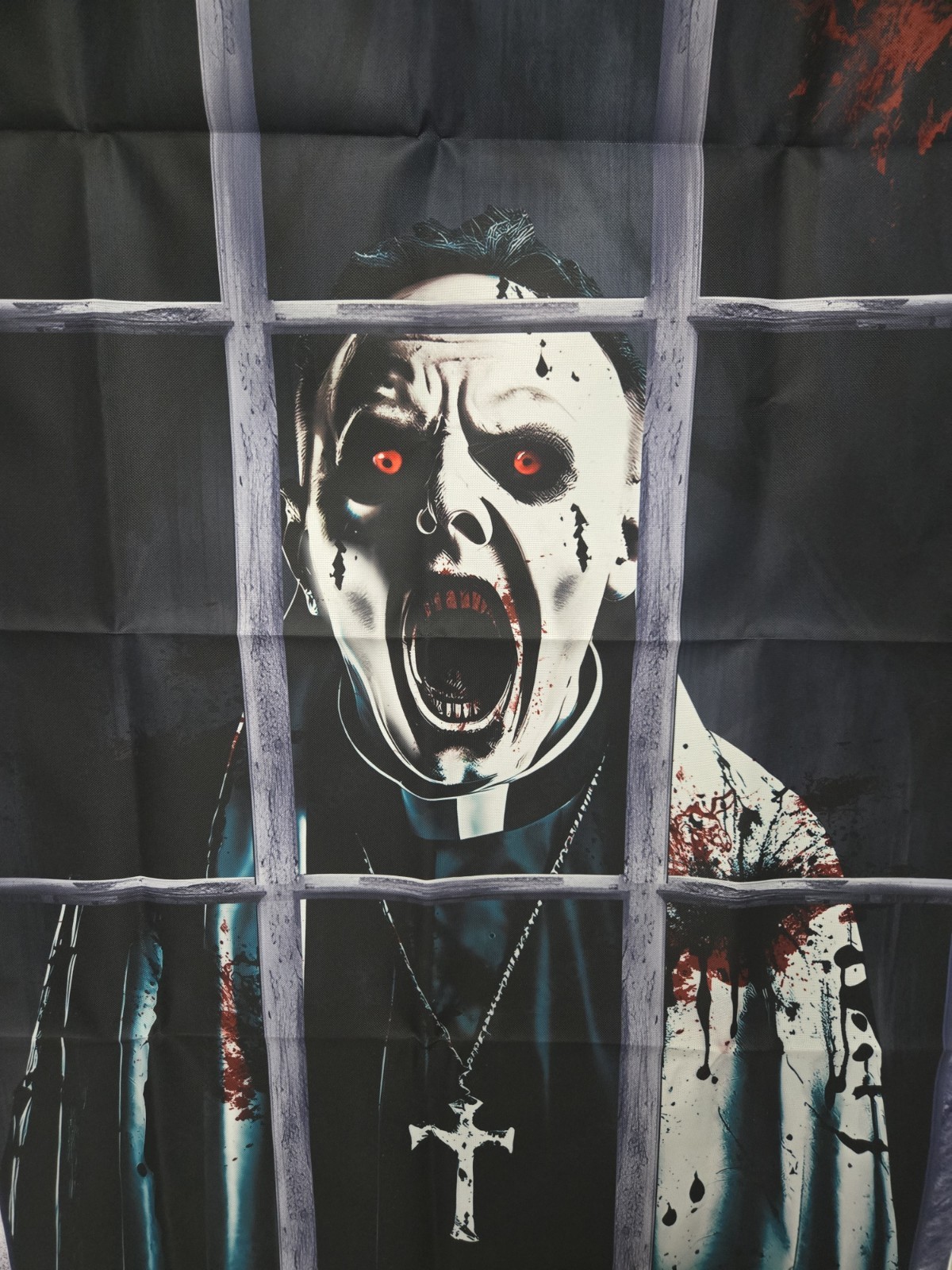 2 Curtain Decorations Halloween Window, Door, Wall Scary Male & Female Priest