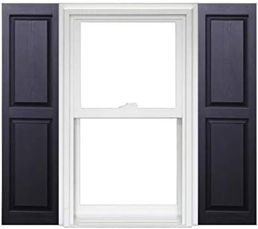Homeside 14.5×35 in. Black Raised Panel Vinyl Shutters – Pair