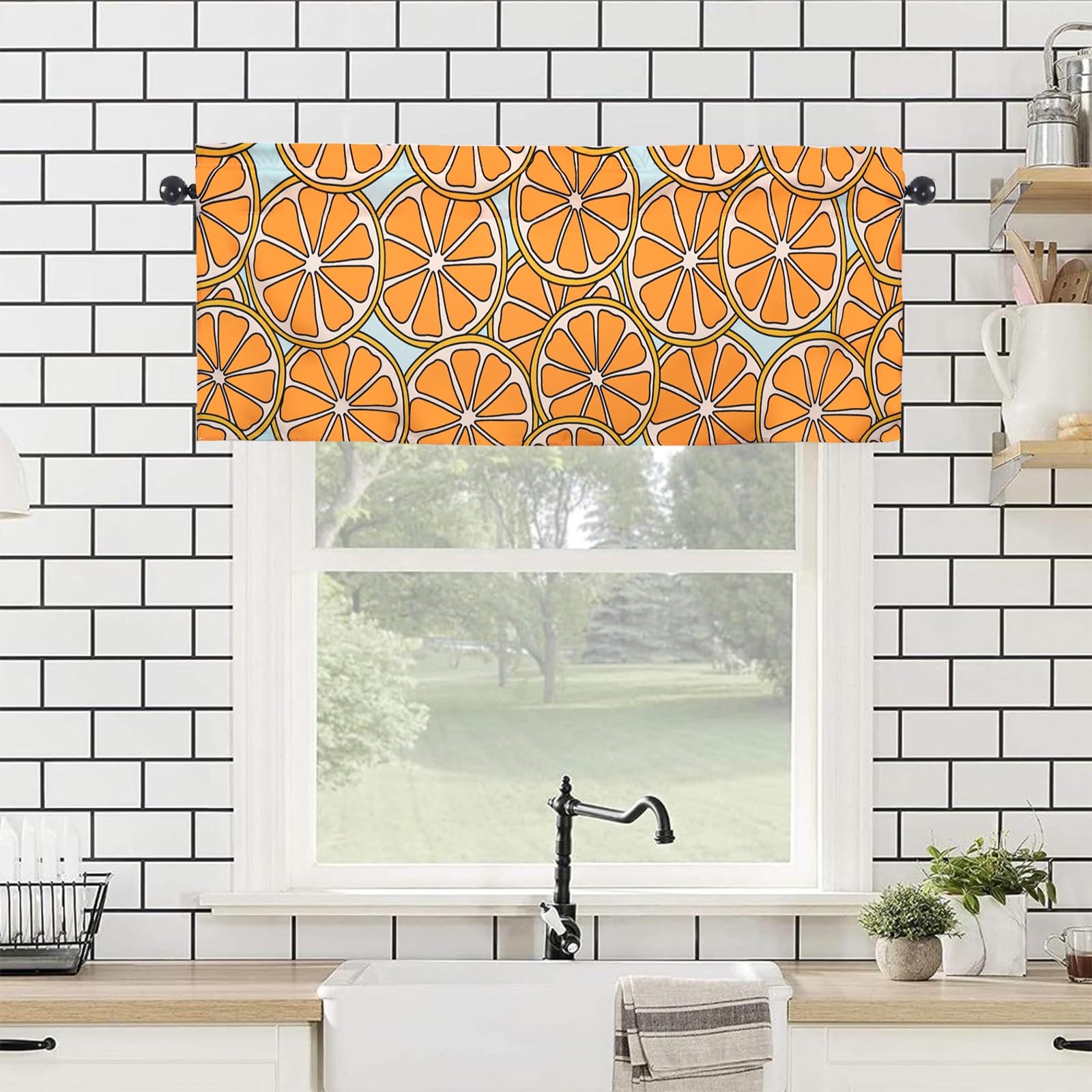 Yellow Lemon Valances 54 W x 18 L – Yellow Lemon Kitchen Curtains Valance for…