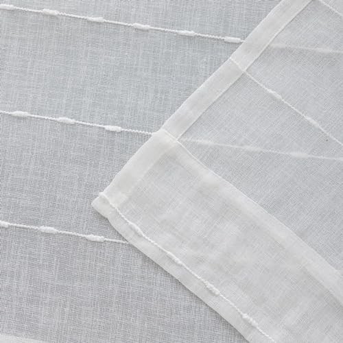 Faux Linen Curtains 90 inches Long for Living 52″W x 90″L (Pack of 2) White