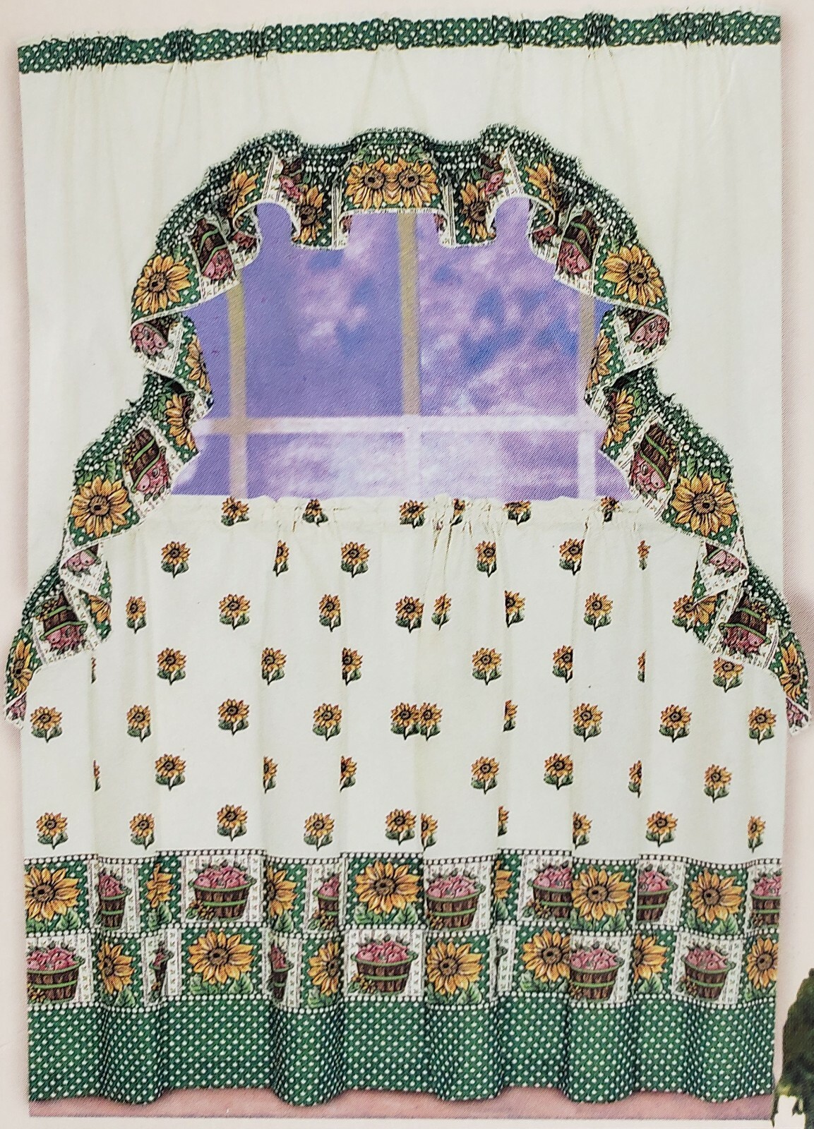 3 pc Kitchen Curtains Set: 2 Tiers (60″x 36″) & Swag (60″ x 28″) SUNFLOWERS, UBI