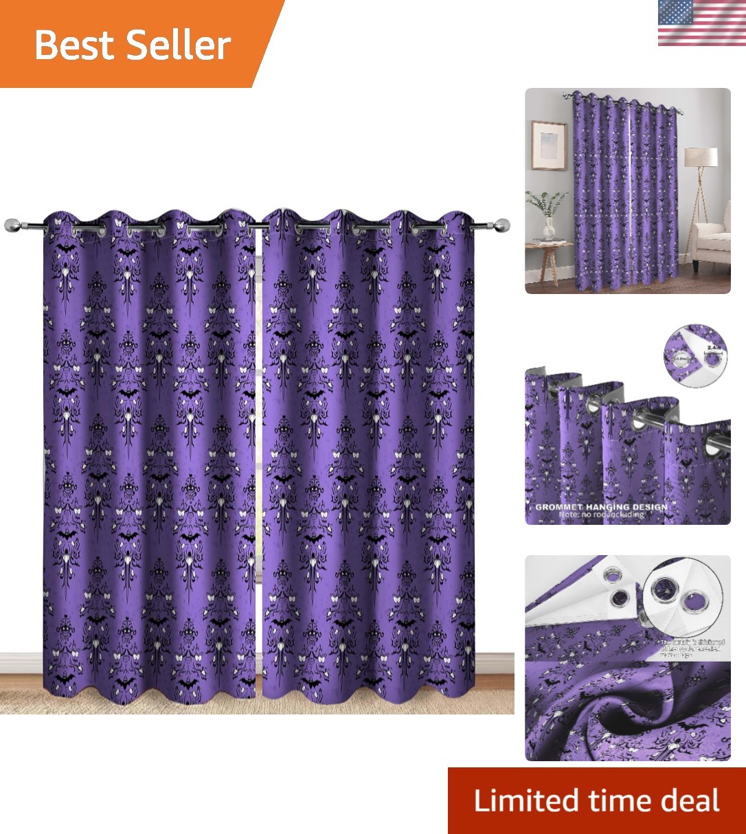 Elegant Spooky Blackout Curtains 52×84 – Perfect for Halloween & All Seasons