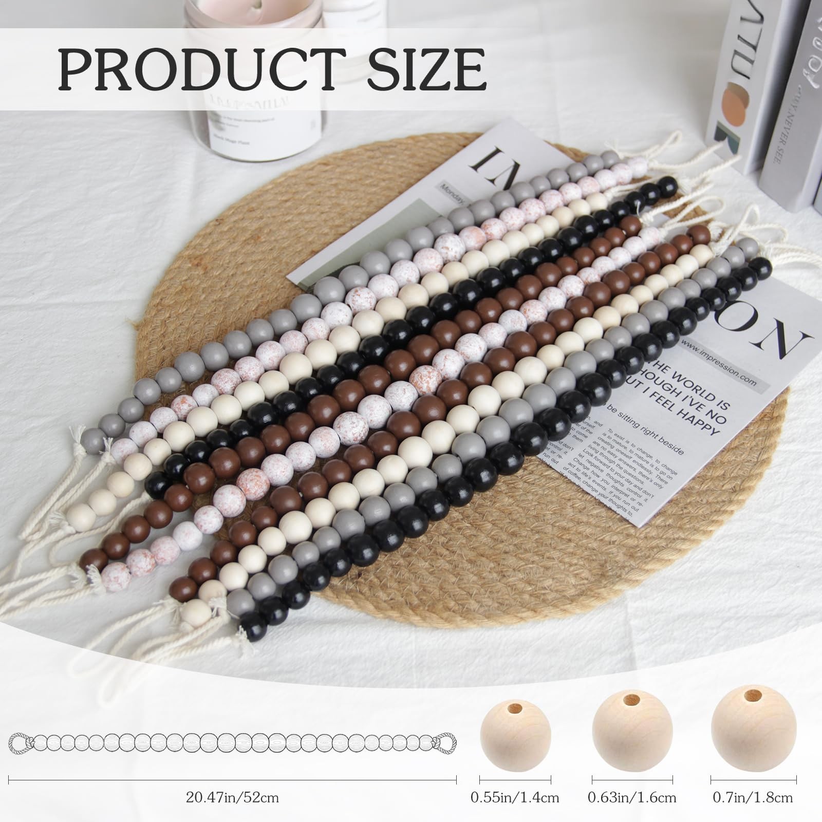 6 Pcs Boho Curtain Tiebacks,Wood Beads Curtain Holdbacks,Outdoor Farmhouse Ti…